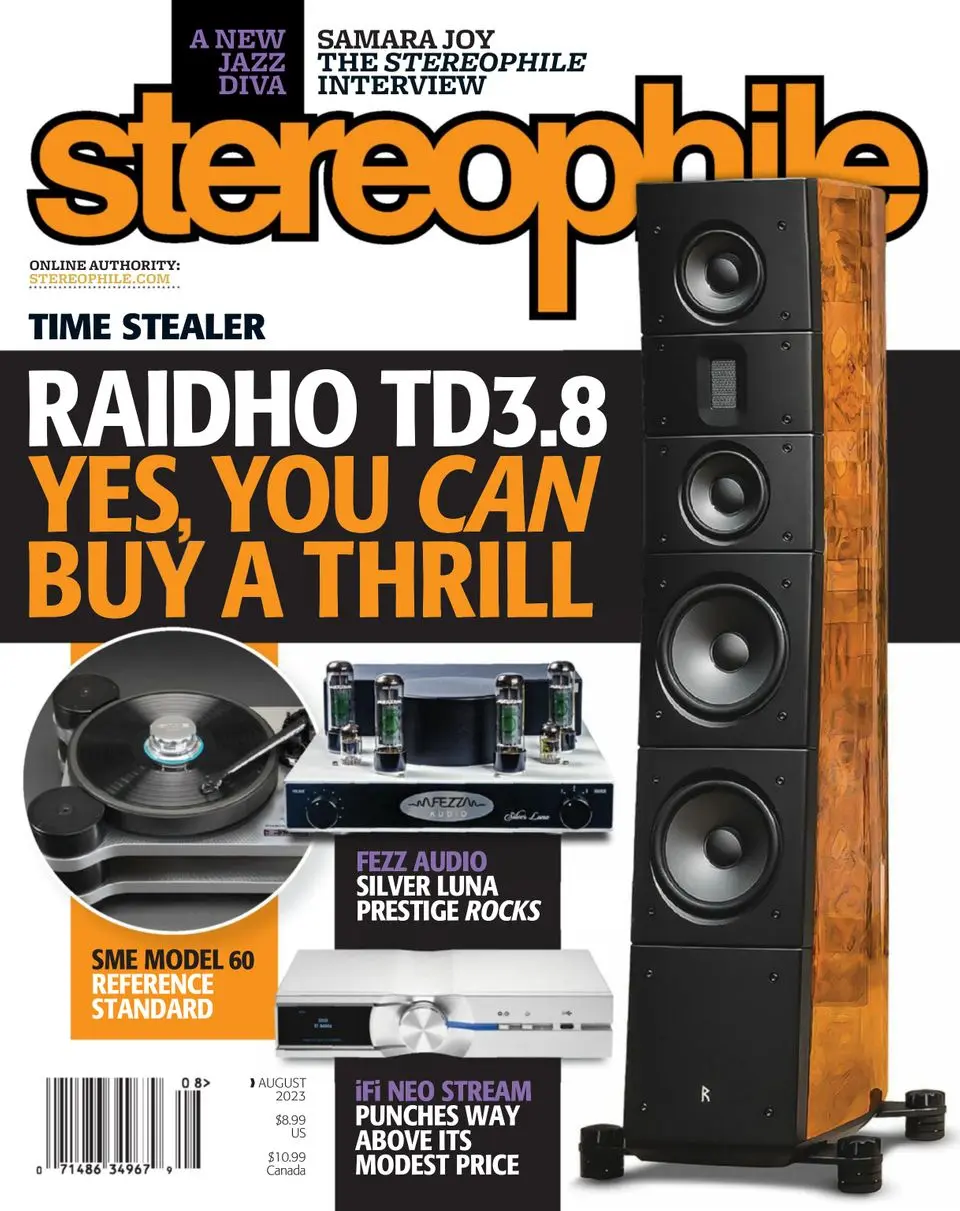 August 2023 Stereophile cover featuring the Raidho TD3.8 loudspeaker