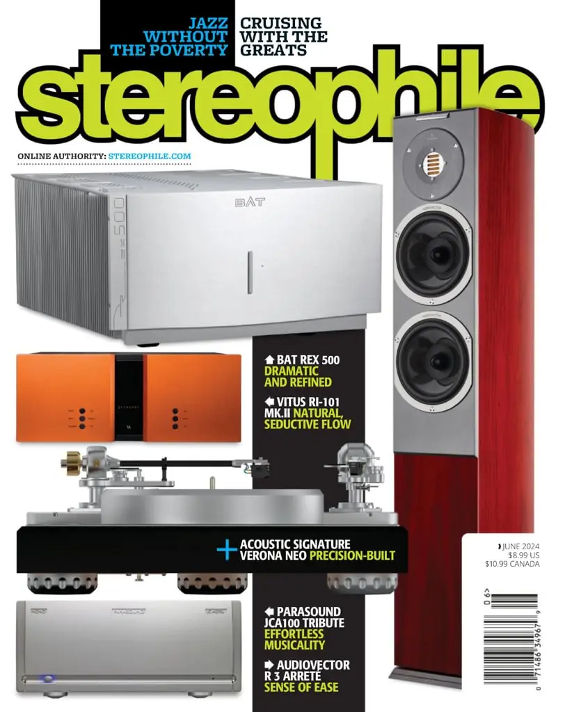 June 2024 Stereophile cover featuring the BAT REX 500 power amplifier