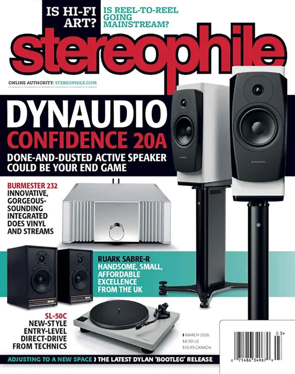 March 2026 Stereophile cover featuring the Dynaudio Confidence 20A loudspeaker