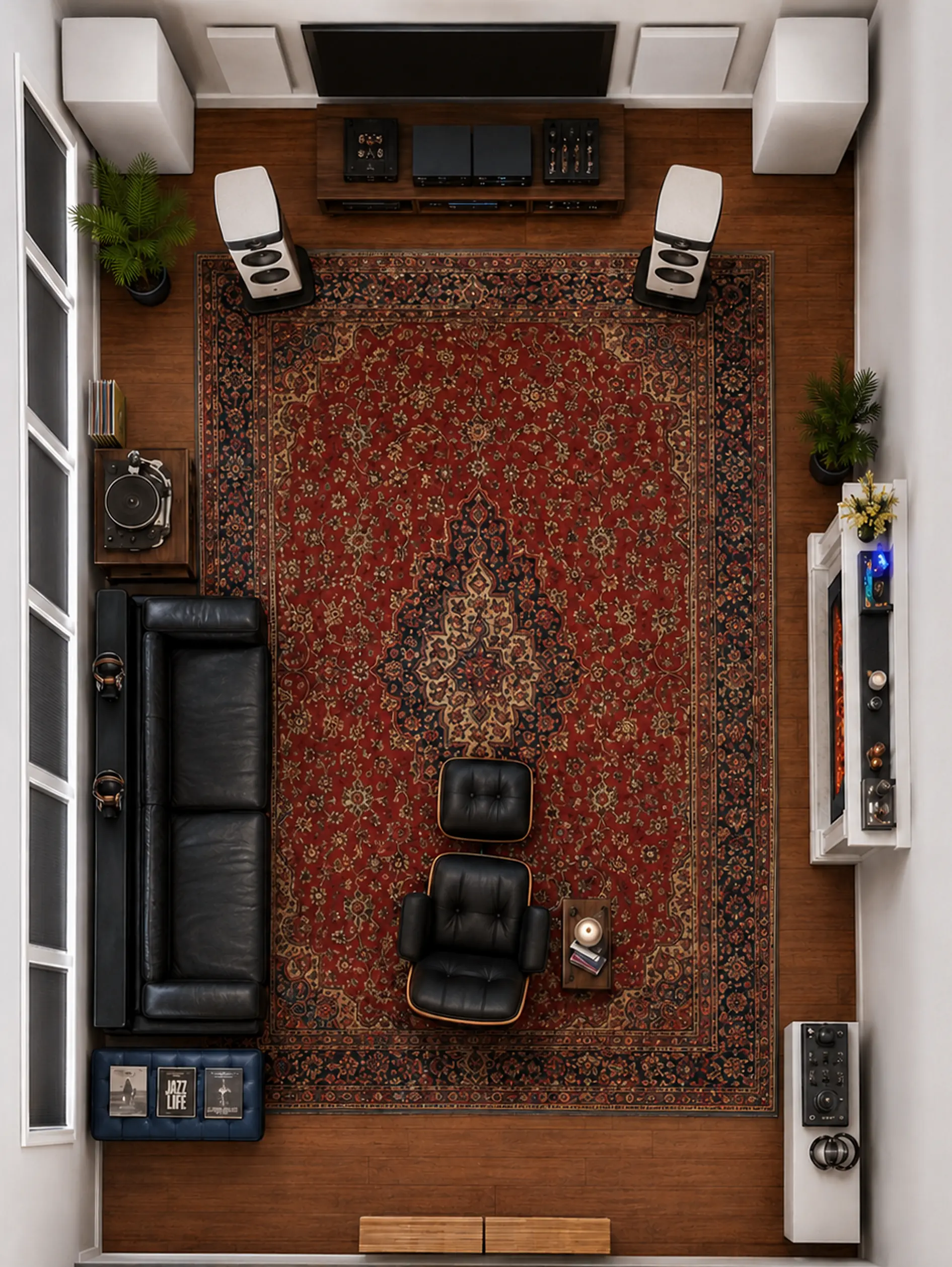 AI render of the listening room from above